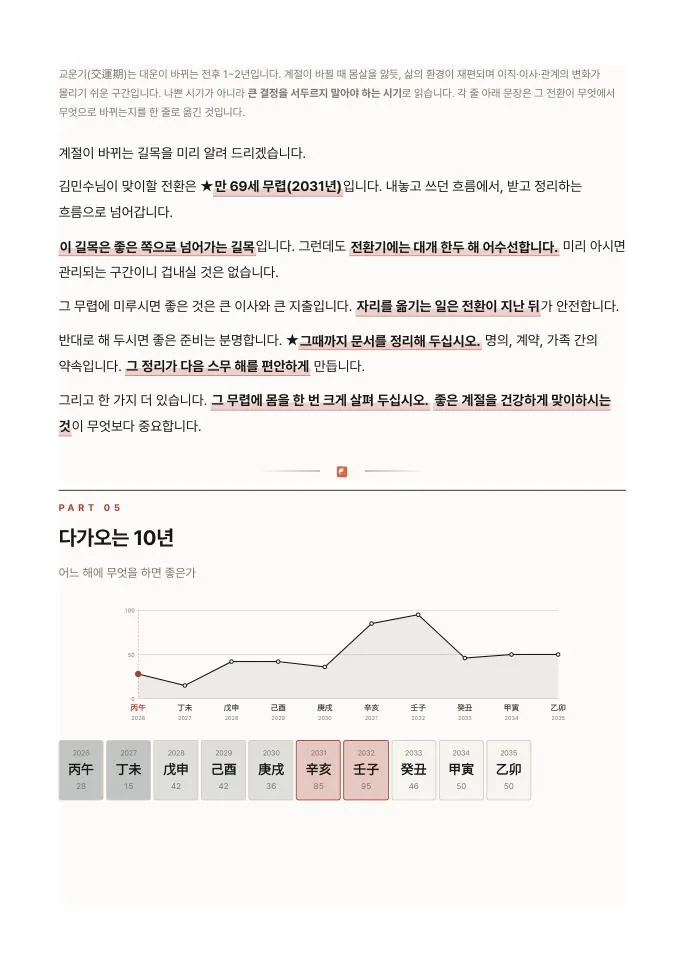 감정서 견본 21쪽 — 다가오는 10년
